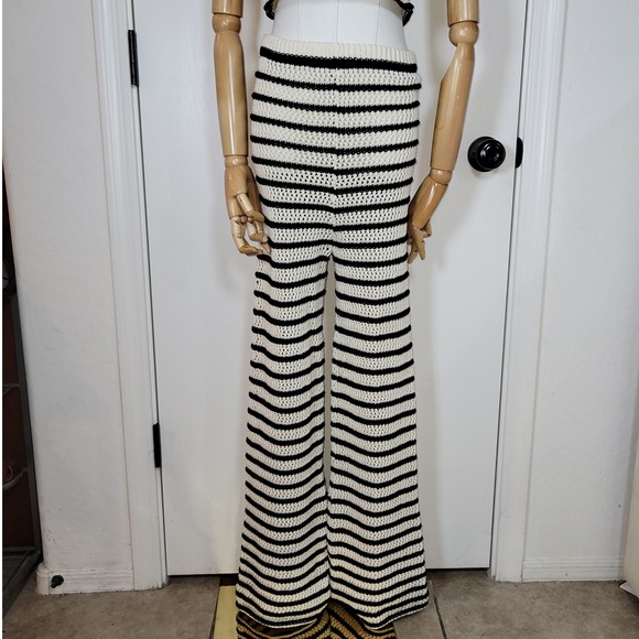 ZARA 100% Cotton Black & White Crochet Set Size Medium Matching Boho Outfit - Picture 3 of 11